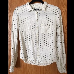 Polka dot button-down collared shirt
